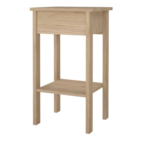 Wyld Haus Wildberry Natural Oak Wood Bedside Table 1 Drawer Leather Handle