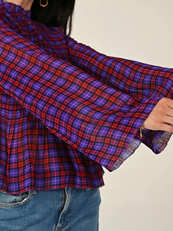 Rose & Nancy Monica Smocked Check Blouse