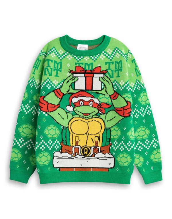 Teenage Mutant Ninja Turtles Unisex Kids Green Raphael Christmas Jumper