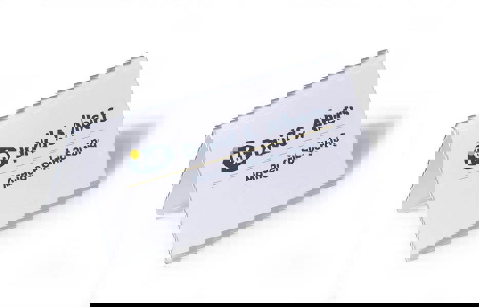 Durable Clear Plastic Table Place Name Holders and Inserts | 25 Pack | 61x150mm