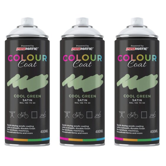 Colour Coat 3X Cool Green RAL 130 70 50 Satin Spray Paint 400ml