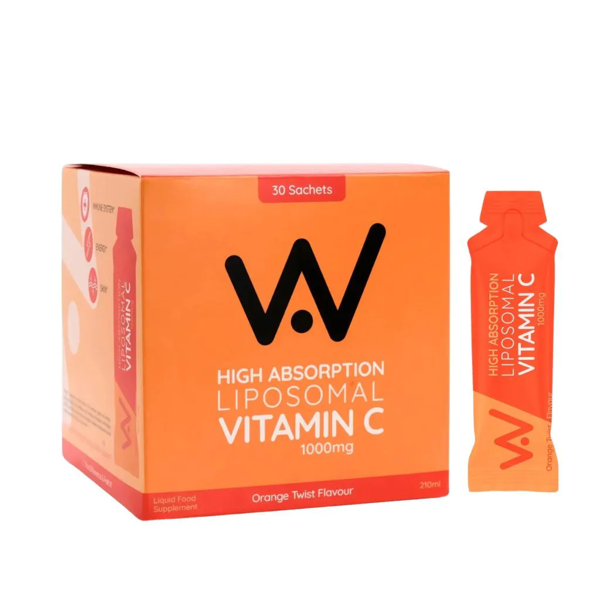 Well Actually Vitamin C 1000mg Liposomal Liquid - 30 Sachet Pack - Orange Twist