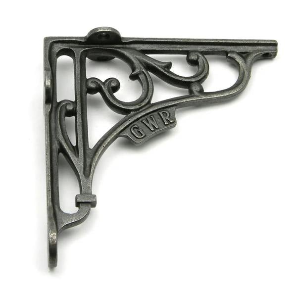 Pair of Antique Cast Iron 'GWR' Railway Victorian Style Shelf Brackets 