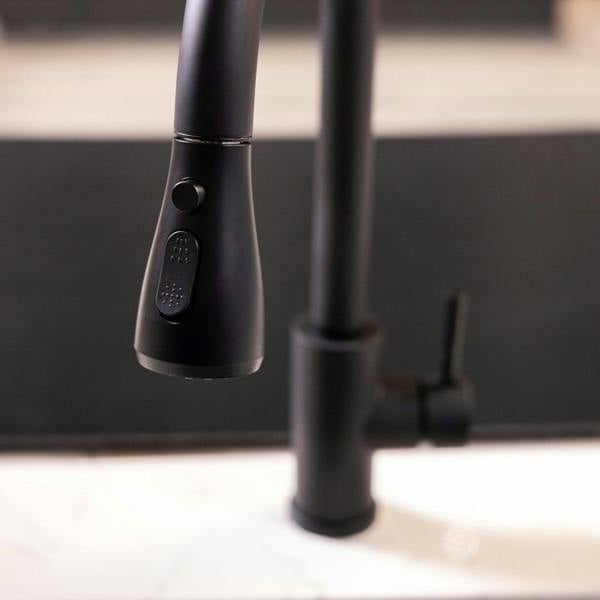 Flode Runda | Kitchen Sink Mixer with Pull out Spray | Matt Black | Oval Head