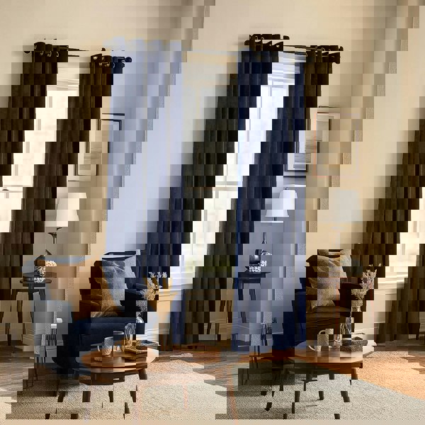 Midnight Blue Velvet Blackout Eyelet Curtains - 46x54 Inch Drop - Pair Image 6