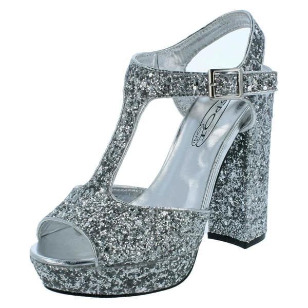 Spot On Ladies Spot On Glittery Platform Sandals