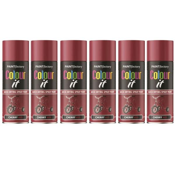 Paint Factory 6X  Cherry Red Gloss Spray Paint 400ml