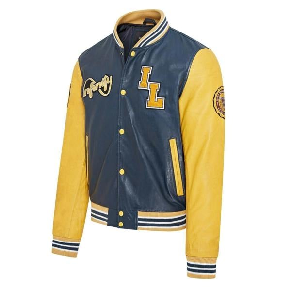 Infinity Leather Mens Baseball Leather Letterman Bomber Jacket - Ashwood
