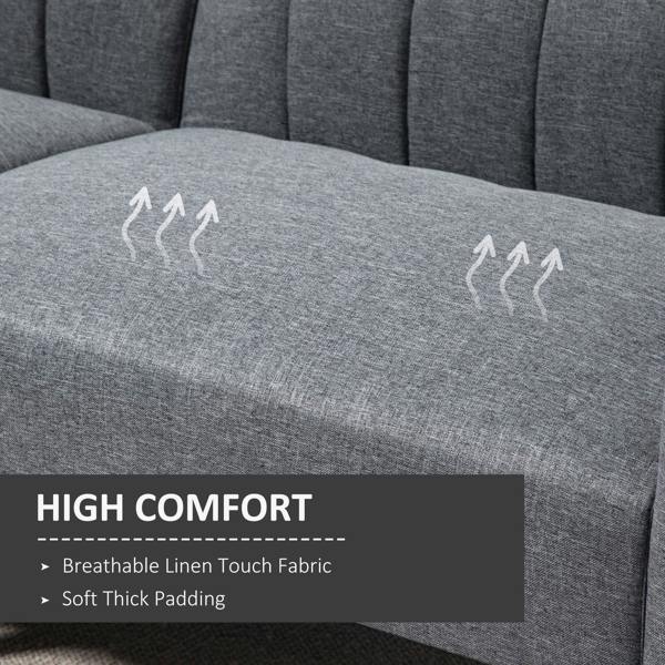 Grey sofa bed cushion with breathable textured upholstery and comfort padding