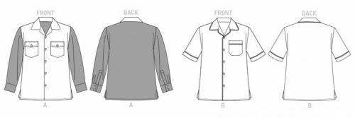 Vogue Sewing Pattern 1827, Tops, Shirts for Men, Women, A (S-M-L-XL-XXL) - Easy