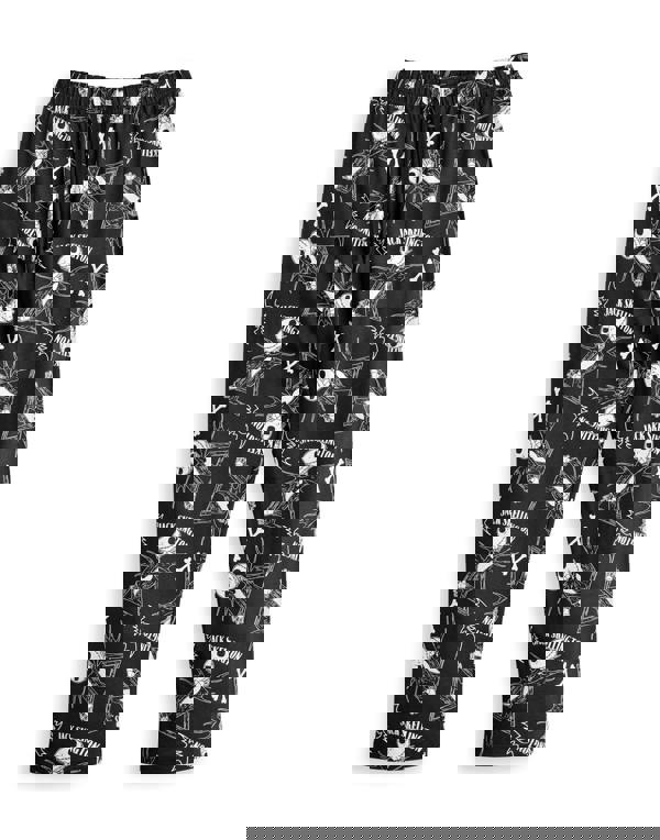 Disney The Nightmare Before Christmas Mens Black Jack Skellington Short Sleeve Long Leg Pyjama Set