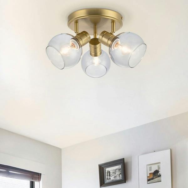COSYLYTE Hilston 3 Light Smoky Glass Spotlight - Gold