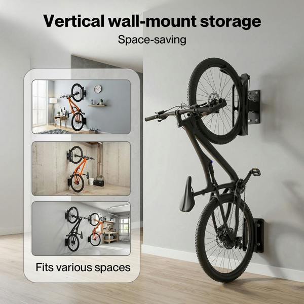 MONVELO Bike Rack Hook-mounted Parking Rack Swivel Wall Mount Bike Storage 4PCS
