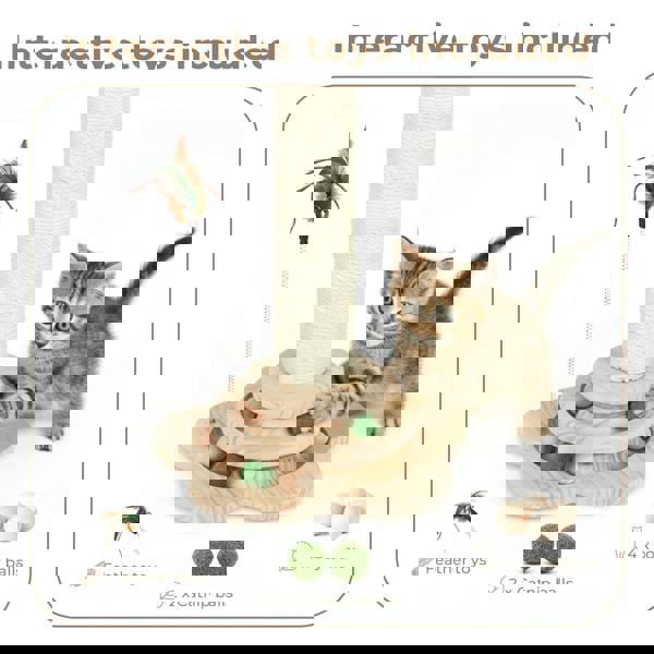 Skylos Tall Cat Scratching Post Natural Sisal Pole Heavey Duty Base with Ball