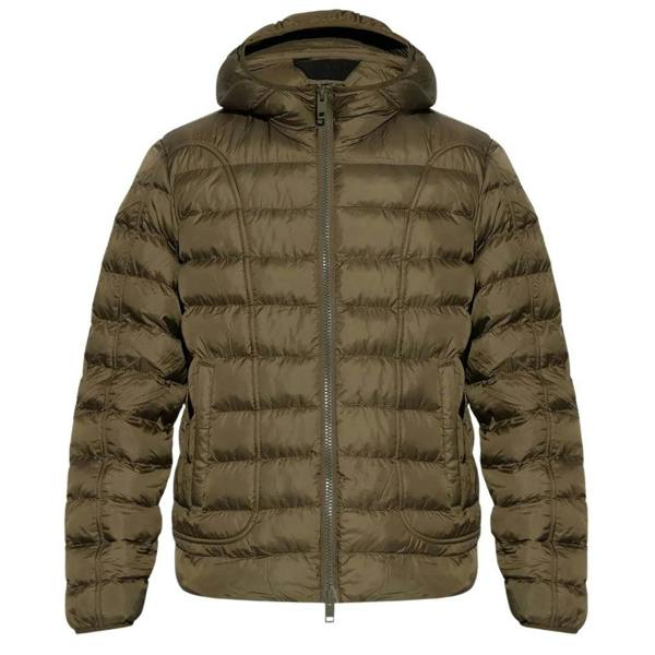 Diesel Mens Plain Hooded Jacket - Khaki Green - 