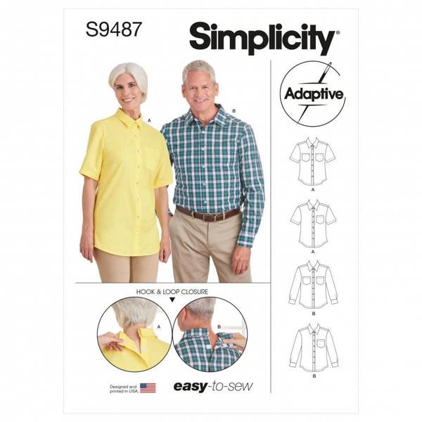 Simplicity Sewing Pattern 9487, Shirts for Women, Men, A (XS-S-M-L-XL) - Easy