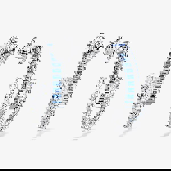 Swarovski Matrix Rhodium Plated Blue & White Zirconia Hoop Earrings 5722459