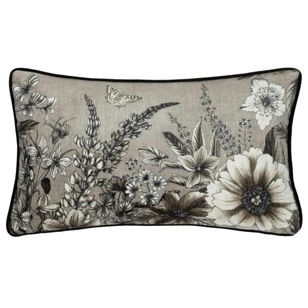 Wylder Harlington Gardenia Piped Floral Cushion Cover - Sepia - 