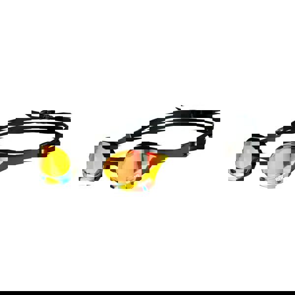 Arena Cobra Ultra Swipe Mirror swim goggles with yellow black lenses