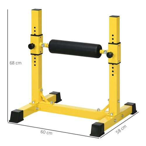 SPORTNOW Bulgarian Split Squat Stand, 12-Level Adjustable Single Leg Squat Machine -Foam Roller & Anti-Slip Pads -Lower Body Strength Training