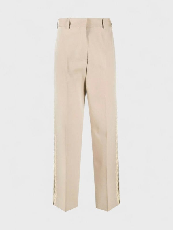 Palm Angels Tab Knit Pants Beige - Womens