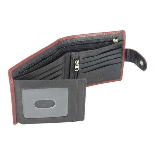 Interior view of Brown leather wallet on a white background