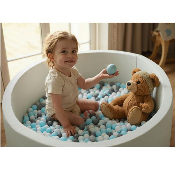 Gr8 Home Grey Soft Foam Ball Pit with 200 Balls 90cm Toddler Play Pool