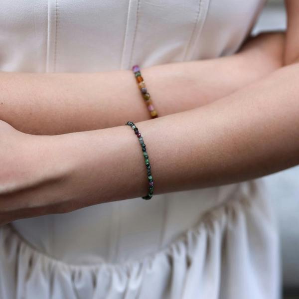 Spero London Fine Red Green Tourmaline Sterling Silver Bracelet