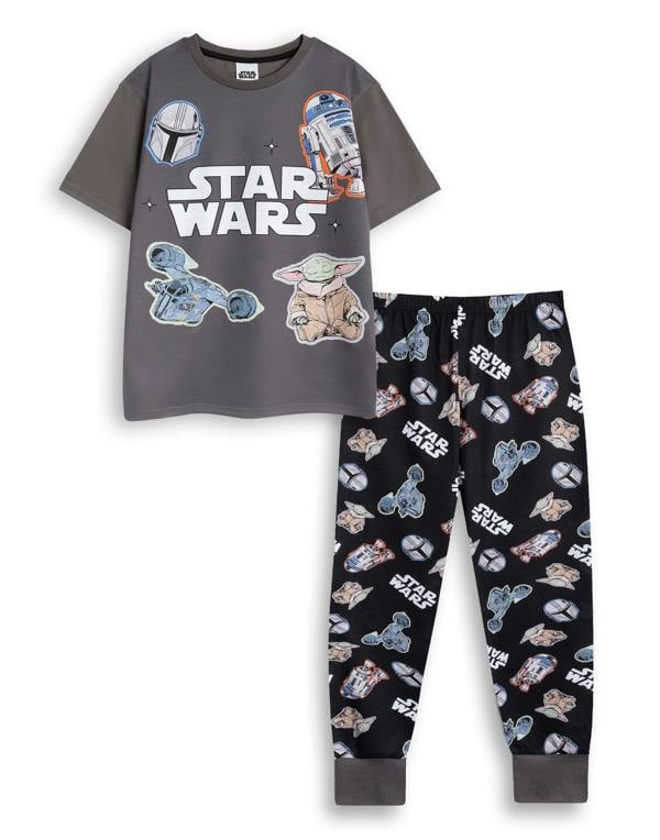 Star Wars Unisex Kids Grey Character Short Sleeve Long Leg Pyjama Set
