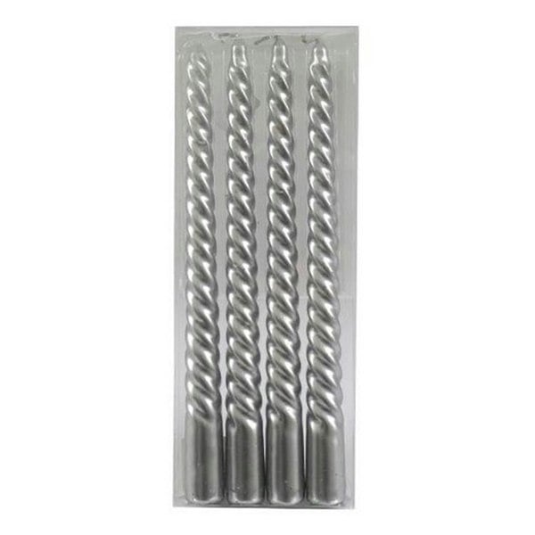 Something Different Twist Taper Candle (Pack of 4) - Silver