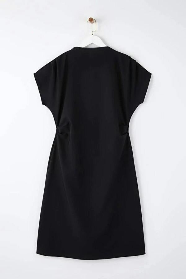 WOVCOR A-Line V-Neck Midi Plus Size Dress