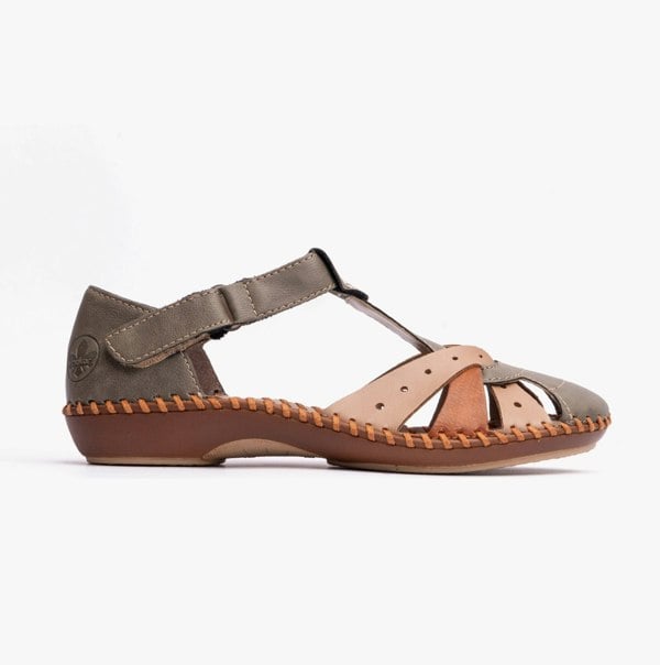 Rieker Hook & Loop Womens Sandals - Green (M1655-54)