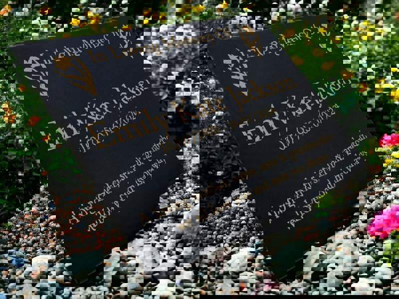 Memorials Direct Granite Memorial Plaque, Daffodil, Stand Included