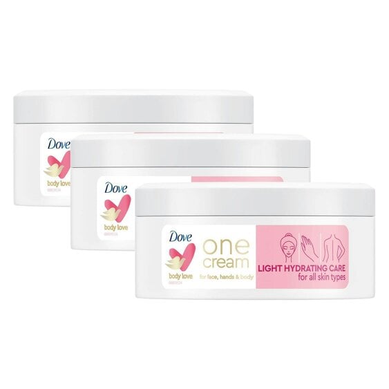 Dove Light One Cream Hydrating Care 250ml, Face Hands & Body for All Skin 3 Pack