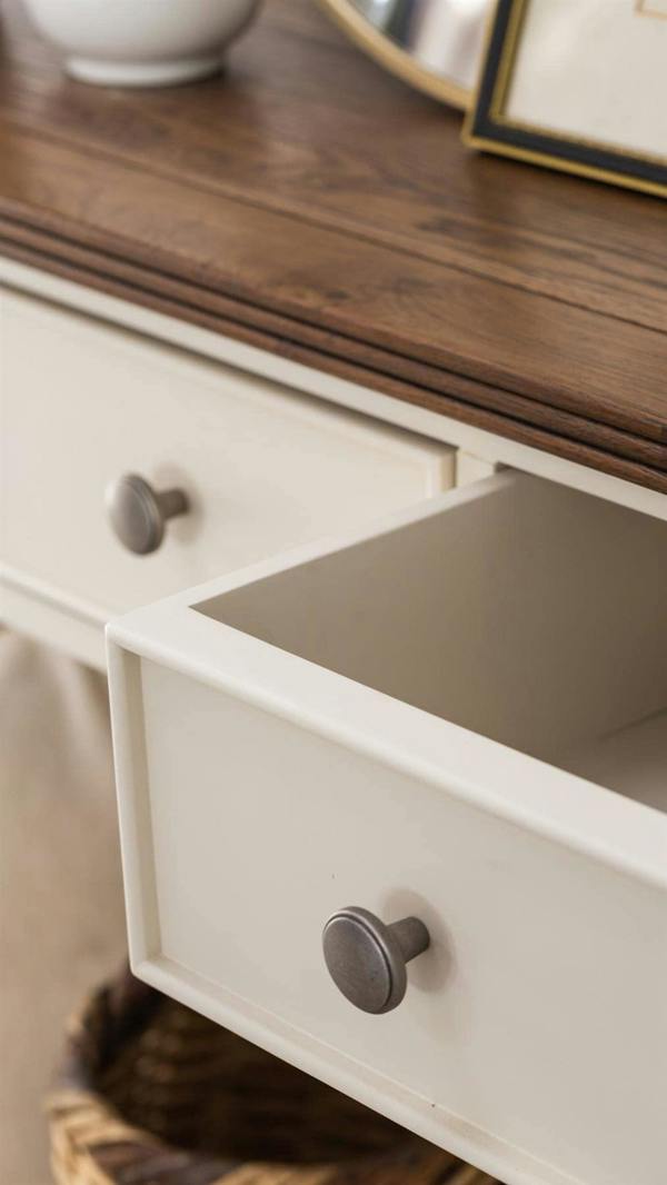 Statement Furniture Queensbury Console Table with Drawers, Shelf and Oak Top