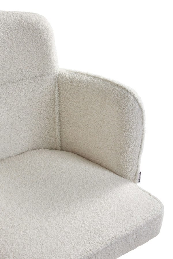 Living and Home White Upholstered Leisure Swivel Chair with Metal Legs