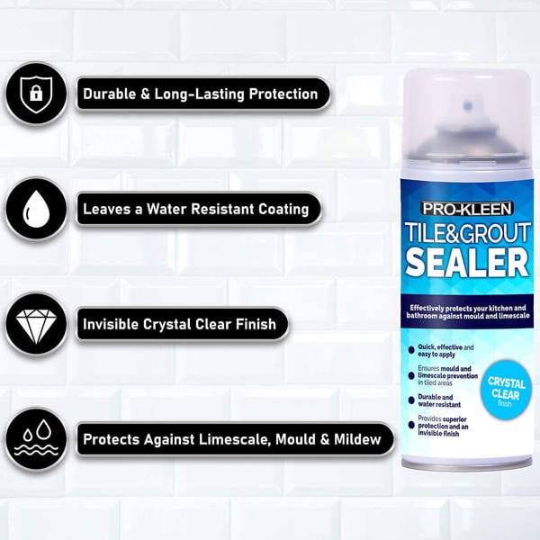 ProKleen Pro-Kleen Tile & Grout Sealer 400ml x2- Waterproof Protection Against Mould, Mildew & Limescale - Seals & Protects
