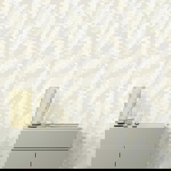 Hoopla Walls Feathers - Natural 10m Wallpaper