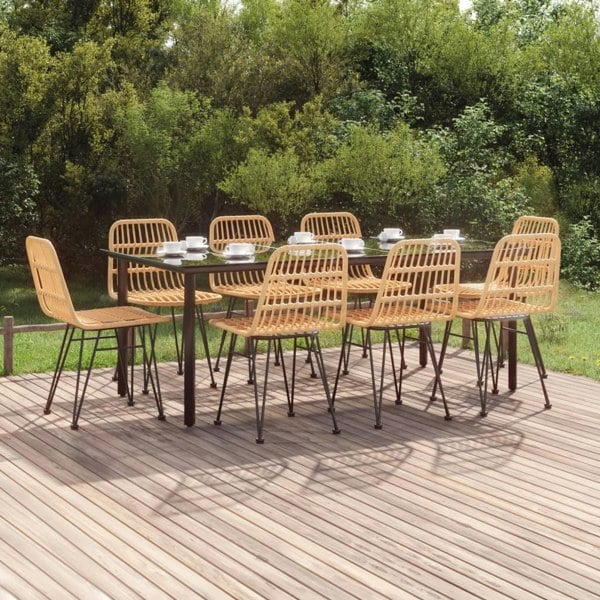 Berkfield 9 Piece Garden Dining Set Poly Rattan