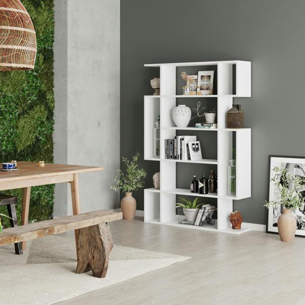 Decortie Mito Modern Freestanding & Wall Mounted Bookcase Sonoma 5-Tier Display Unit Tall for Home & Office 161cm