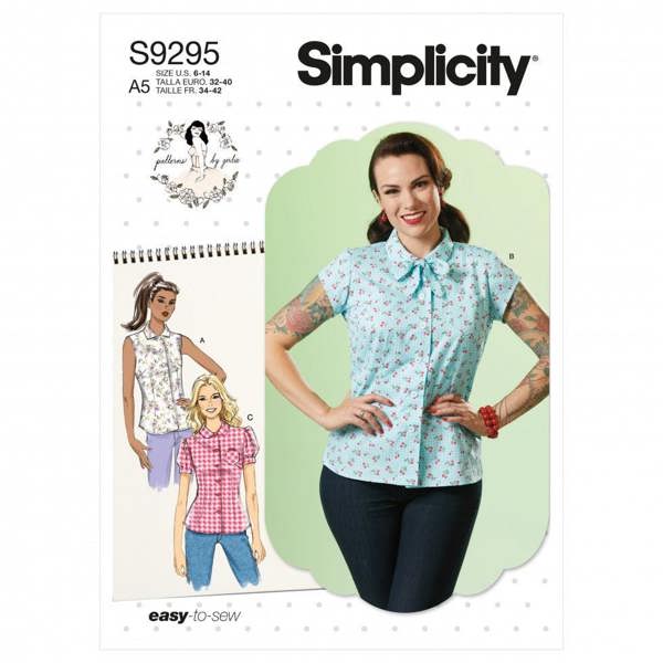 Simplicity Sewing Pattern 9295, Tops, Shirts, Vintage Style for Women, A5 (6-8-10-12-14) - Intermediate