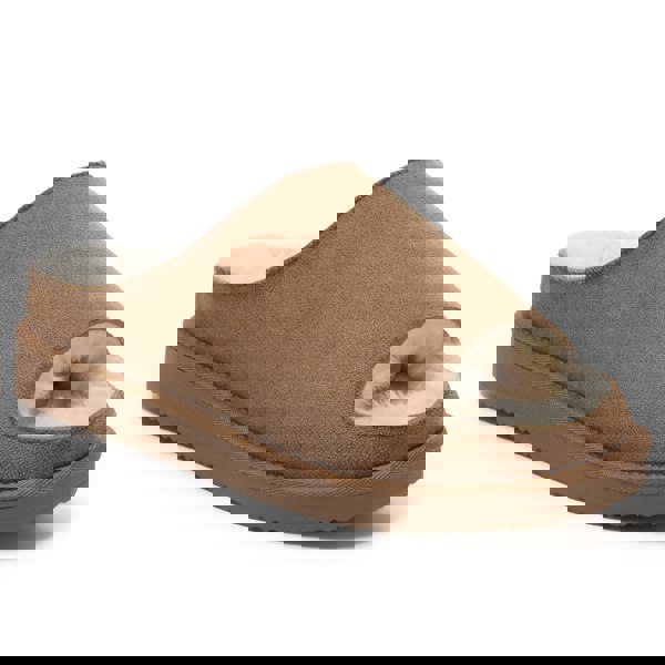 VIVA Polar Womens Fur Lined Slide Slippers – Suede Upper, Cozy Faux Fur