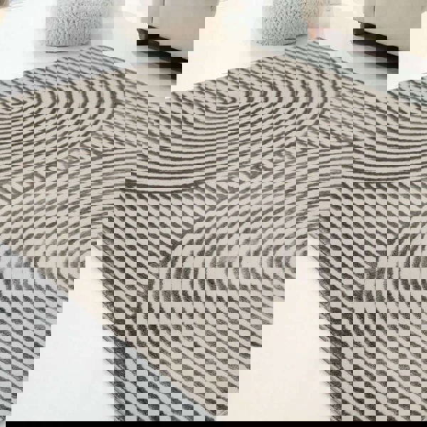 Zeo Deco Rug – Soft 3D Texture in Beige & Blue