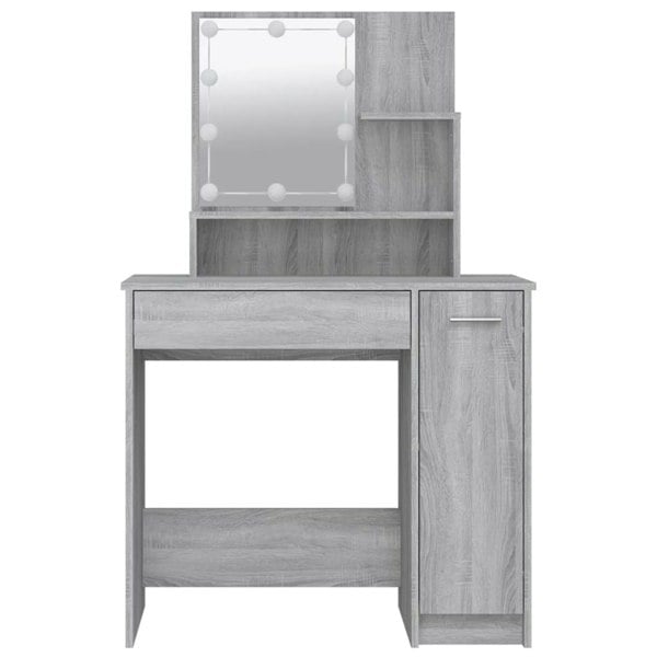 Berkfield Dressing Table with LED Grey Sonoma 86.5x35x136 cm