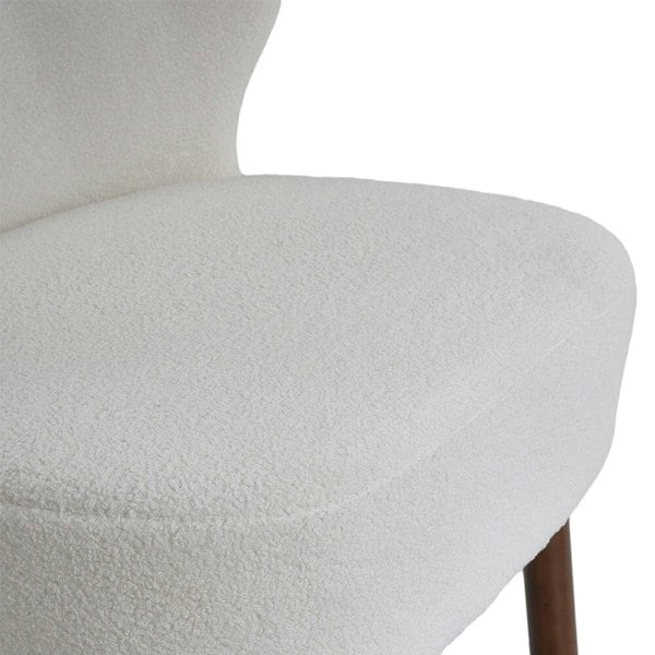 White Boucle Teddy Upholstered Accent Chair with Footstool Lounge Chairs Living and Home