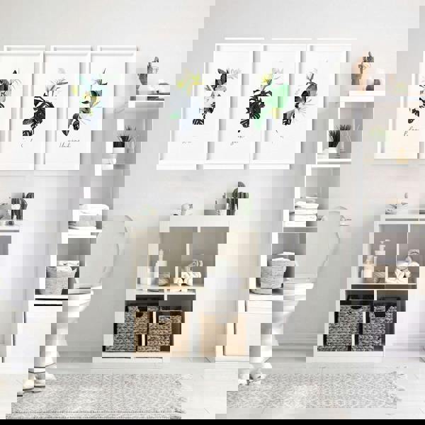 Decoration for bathroom walls | Set of 3 Tropical wall art