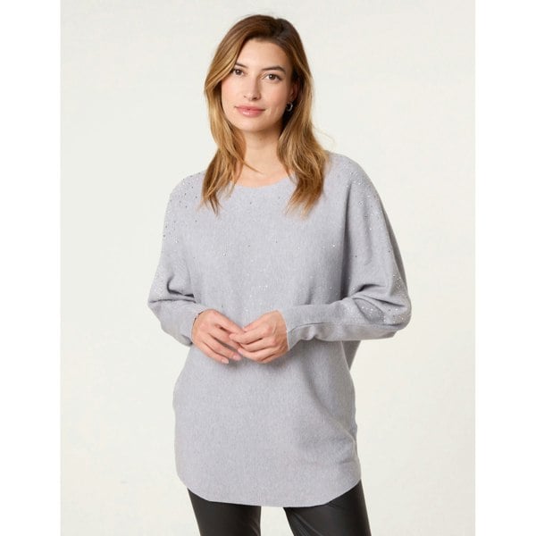 Blue Vanilla Long Sleeve Diamante Detailed Batwing Jumper