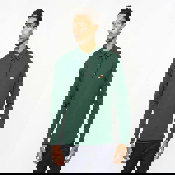 Gabicci V55GM09 Mens Lineker Long Sleeve Knitted Three Button Polo Gabicci Vintage - IVY