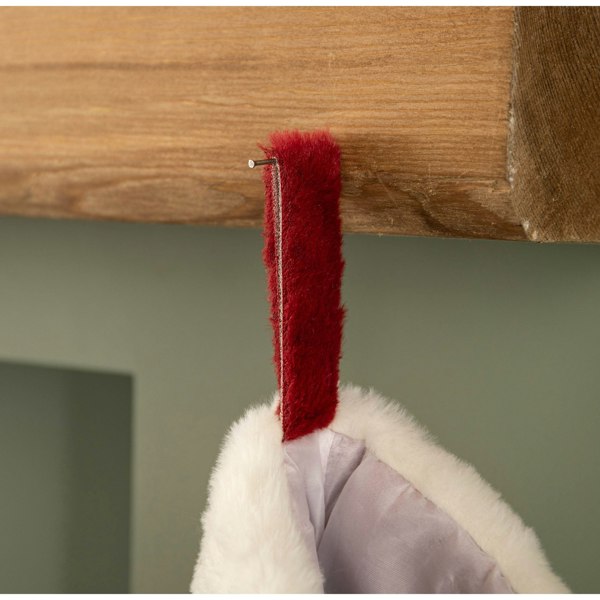 Samuel Alexander 60cm Red Christmas Stocking with White Cuff and Pom Poms