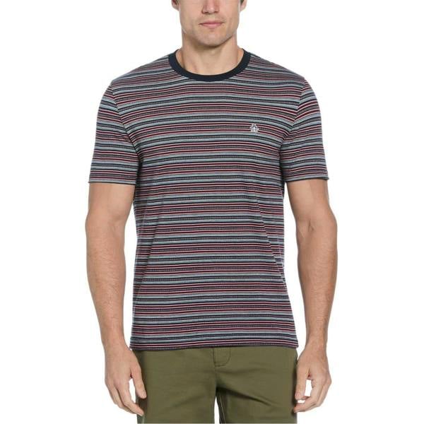 Original Penguin Mens Striped Jersey Crew Neck T-Shirt - Dark Sapphire - 
